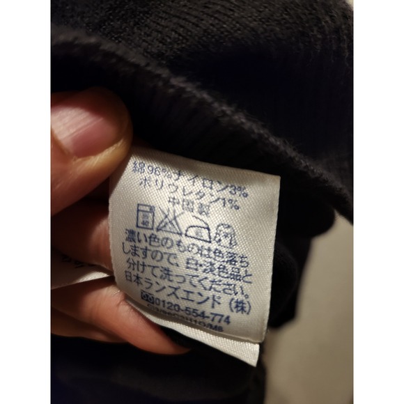 Lands' End V Neck Knit Sweater Women's L Cotton Blend Stretch Black 14-16 - Picture 5 of 5